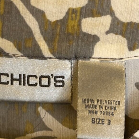 Chico's Blouse Women's Size XL Lightweight Sheer‎ Beaded Floral Brown Chicos 3 - Picture 3 of 3